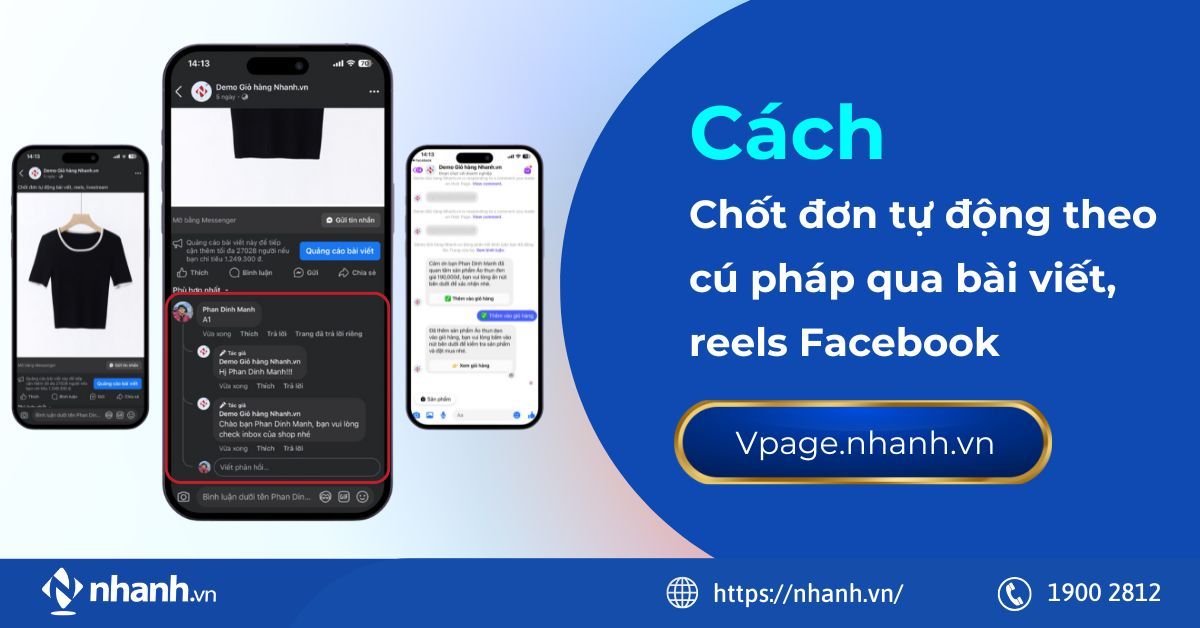 Cách chốt đơn tự động theo cú pháp qua bài viết, reels Facebook